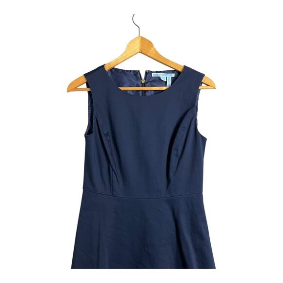 Draper James Fit & Flare Navy Blue Sleeveless Dress 4 Preppy Twee Career - Picture 2 of 6